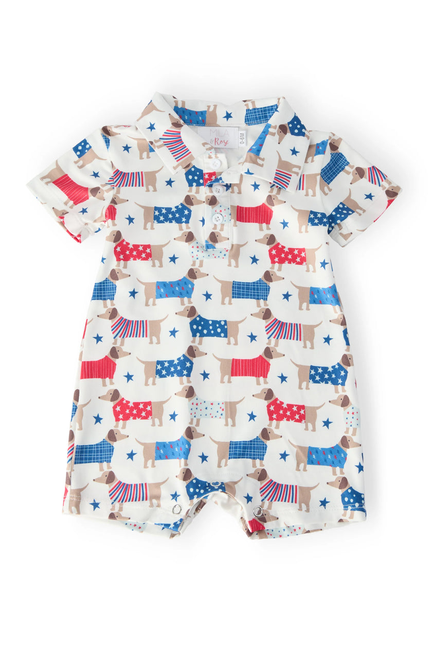 Patriotic Pups Polo Shorty One-Piece