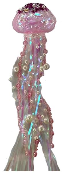 Pink -Red Jellyfish Glass Christmas Ornament HZZ109
