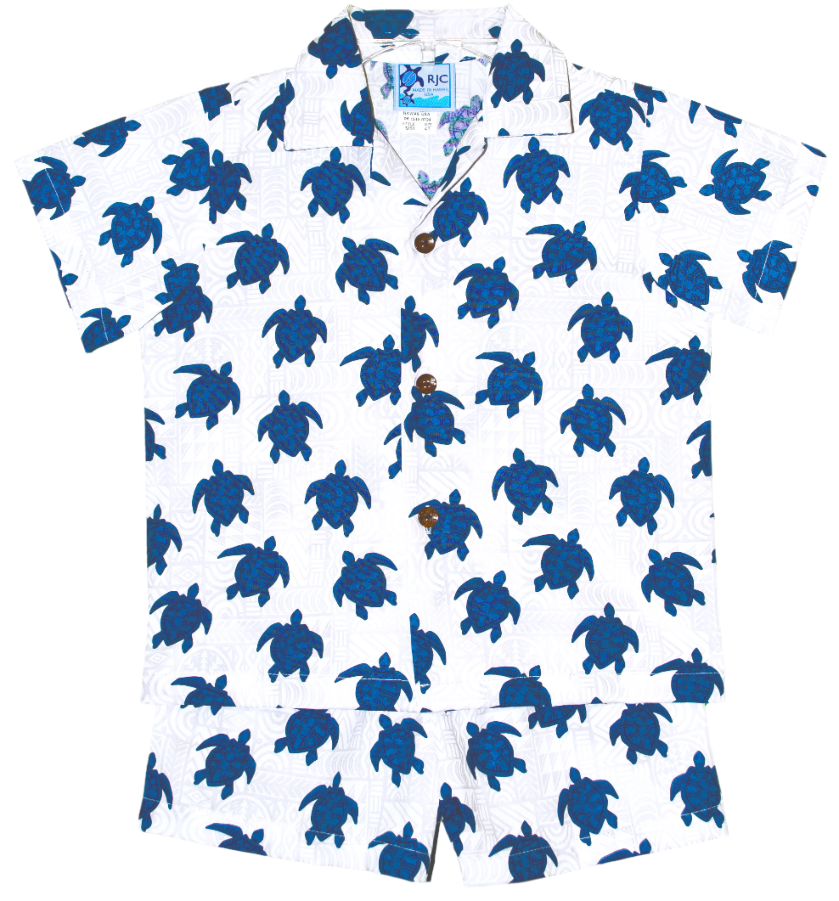 White with Turtles Cabana Shirt and Shorts Set