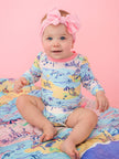 Baby Girls Beach Day Long Sleeve One Piece Rash Guard Swimsuit with Signature Rear Ruffles