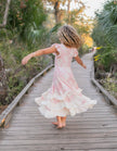Kids Bella Dusty Pink Daisy Flutter Sleeve Ruffles Dress