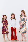 Pumpkin Patch 3/4 Sleeve Ruffle Twirl Dress