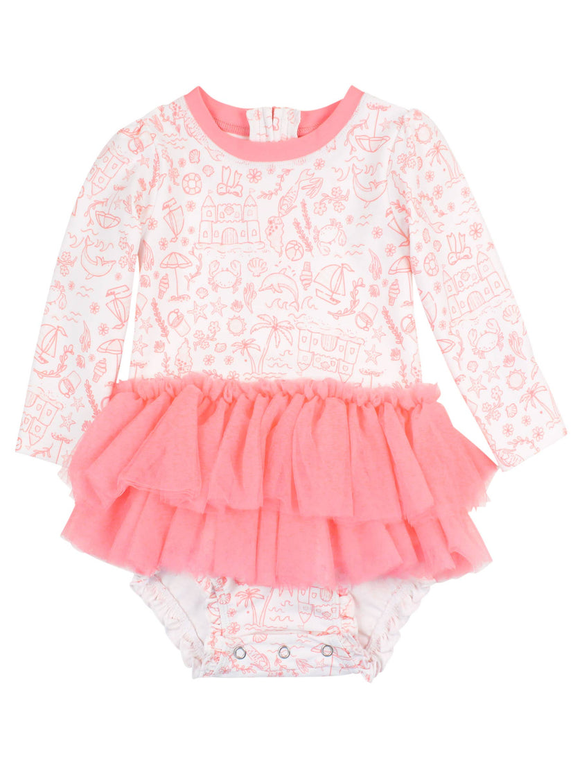 By the Seaside Tulle Skirted One Piece Rash Guard