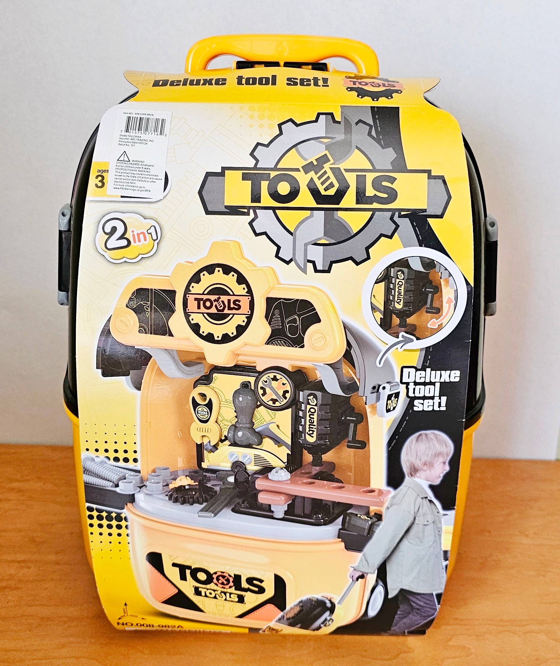 2 in 1 Deluxe Tool Kids Luggage Playset - Yellow