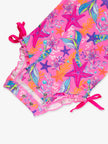 Baby Girls Neon Shimmer Mermaid Long Sleeve One Piece Rash Guard Swimsuit with Signature Rear Ruffles