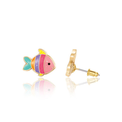 Glitter Rainbow Fish Cutie Children's Stud Earrings