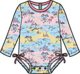 Baby Girls Beach Day Long Sleeve One Piece Rash Guard Swimsuit with Signature Rear Ruffles