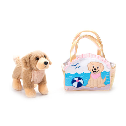 Purse & Plush Golden Retriever Dog Beach Scene
