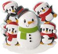 Penguin Family Building a Snowman Personalized Ornament