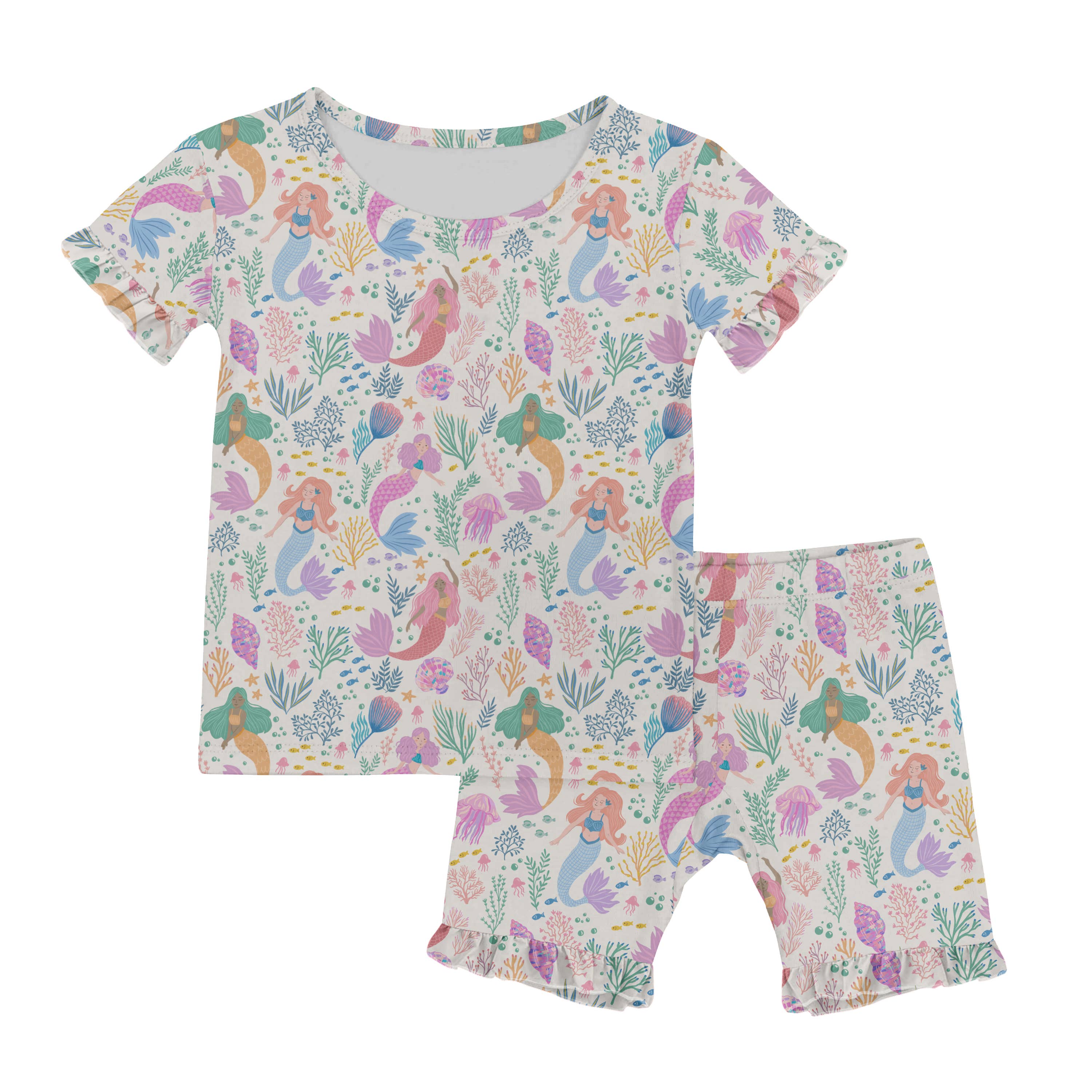 Mermaid Beach Two Piece PJs with Ruffles