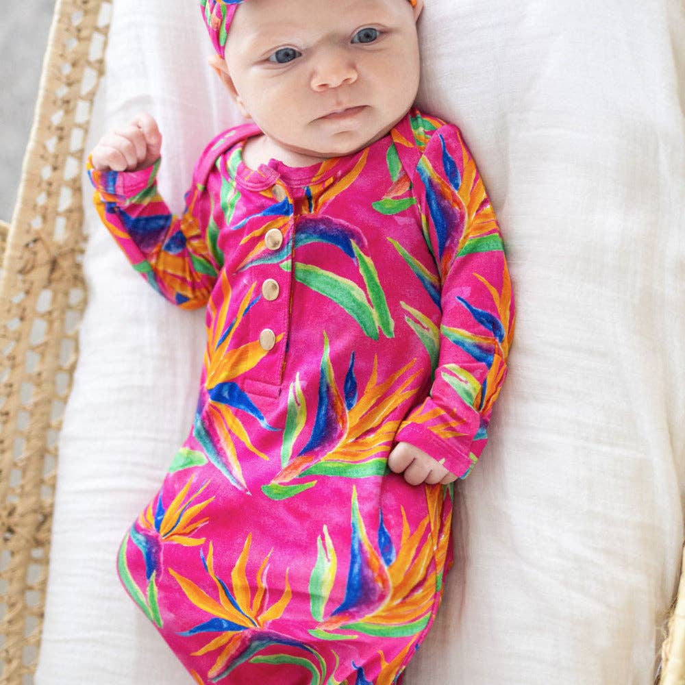 Bird of Paradise Newborn Bamboo Knotted Gown