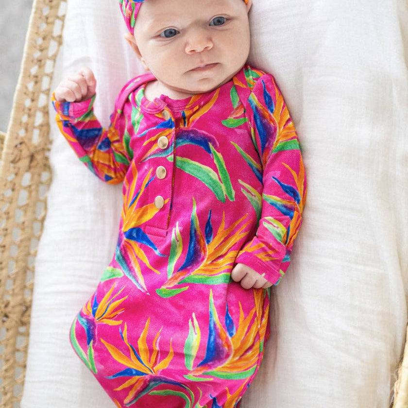Bird of Paradise Newborn Bamboo Knotted Gown