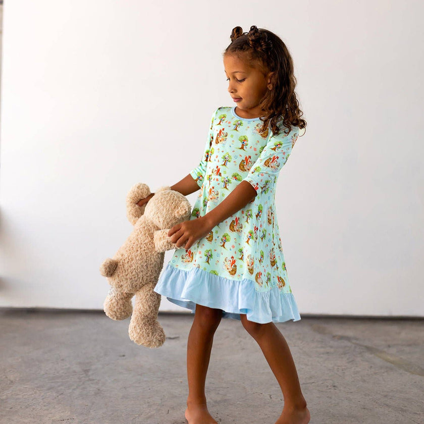 Tree House Tea Party Ruffle Hi-Lo Bamboo Twirling Dress