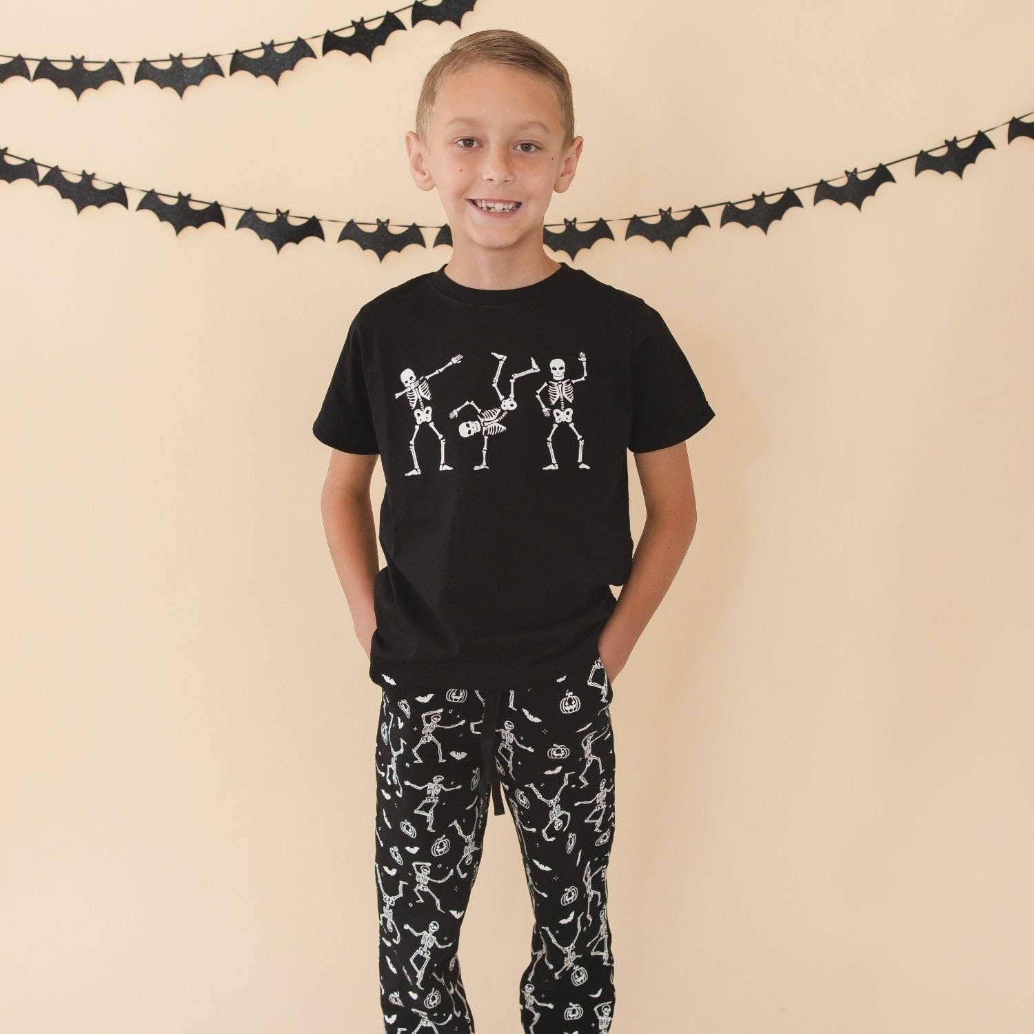 Glow In The Dark Silly Skelly Halloween Short Sleeve T-Shirt