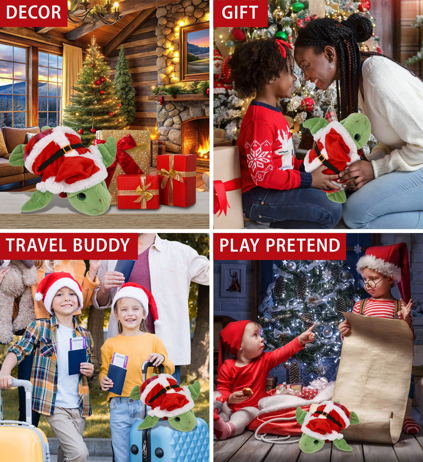 Super-Soft Plush Santa Pink Tie-Dye Green Sea Turtle Stuffed Animal