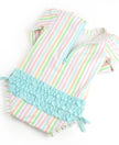 Pale Rainbow Stripe Long Sleeve One Piece Rash Guard
