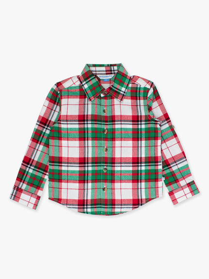 Boys Dashing Dreams Plaid Long Sleeve Button Down
