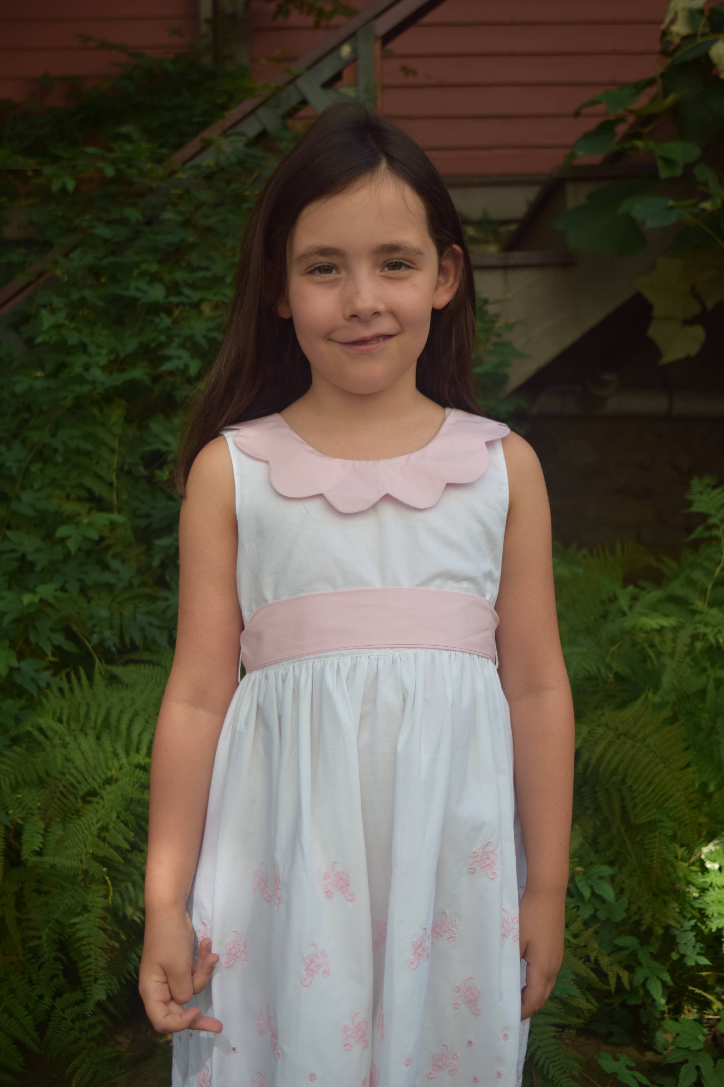 Pink Rose Eyelet Sash Dress