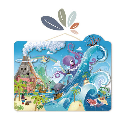 Display of 4 Magnetic puzzles (Pirate) 100 pieces