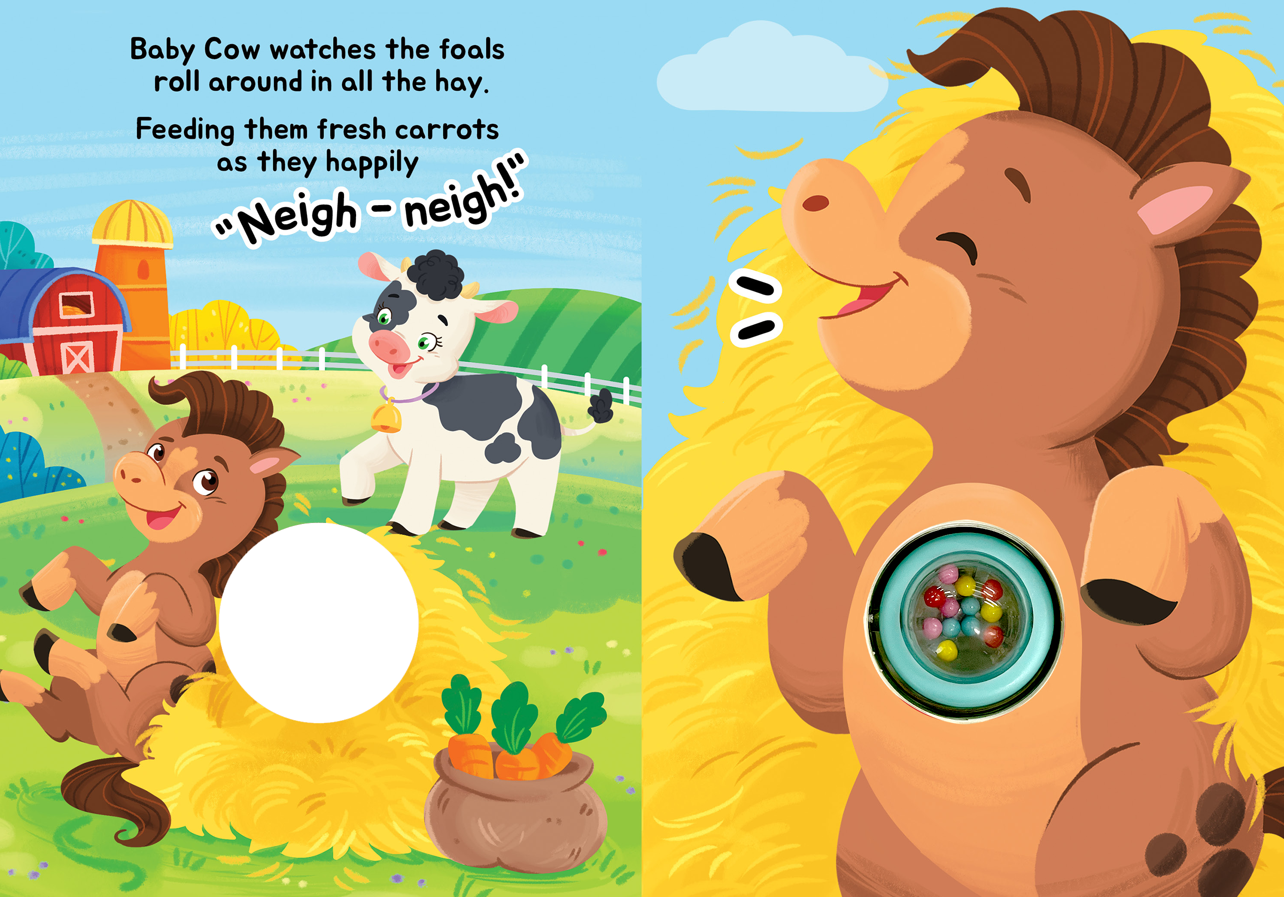 Baby Barnyard - Children's Rattle and Read Interactive Sensory Board Book with Spinning Rattle