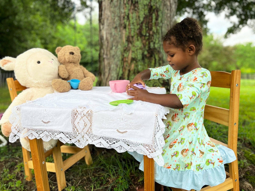 Tree House Tea Party Ruffle Hi-Lo Bamboo Twirling Dress