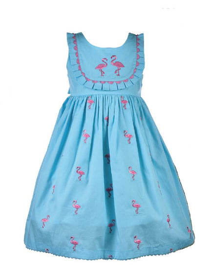 Flamingo All Over Embroidered Dress