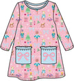 Girls Sugarplum Dreams Bows Knit A-line Patch Pockets Dress