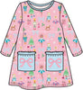 Girls Sugarplum Dreams Bows Knit A-line Patch Pockets Dress