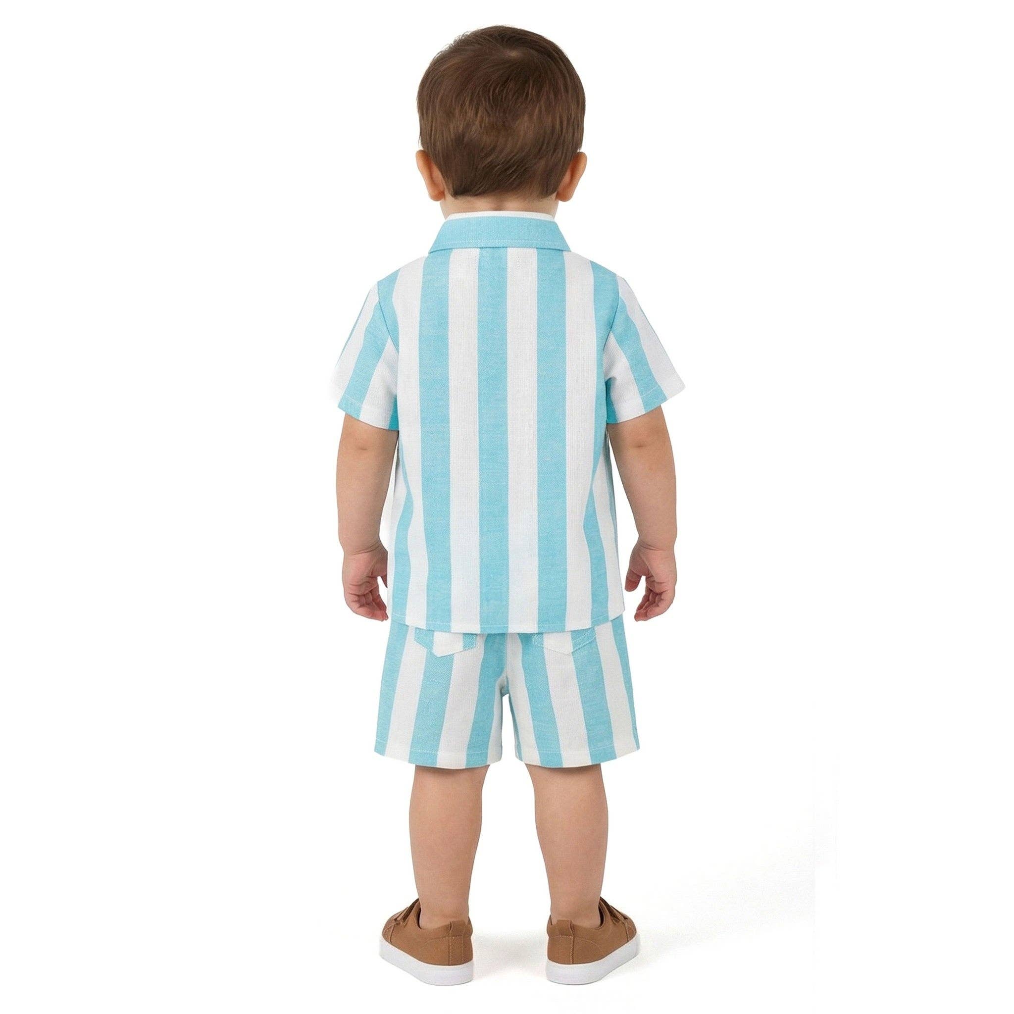 Infant Boys Airy Oxford Set | Green Stripe