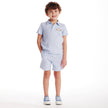 Textured Polo and Shorts Set | Light Blue Shark