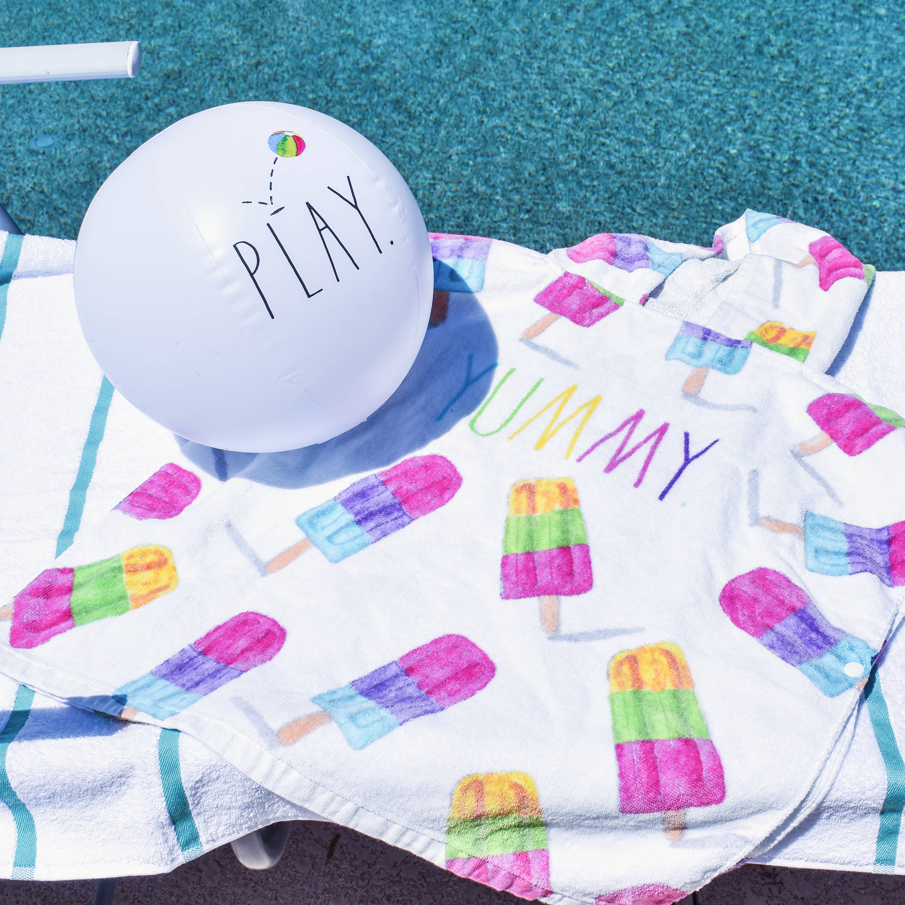 Rae Dunn Kids Poncho Towel with Beach Ball