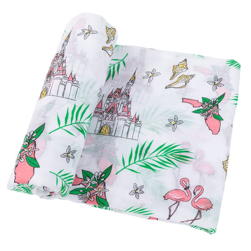 Pink Florida Swaddle Blanket