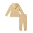 Kids Hooded Patch Sweatshirt & Pant Set | Beige Bulldog