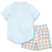 Boys Ice Blue Short-Sleeve Button-Up & Pocket Shorts