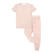Pink Daisy Two-Piece Ribbed Bamboo Short Sleeve Kids Pajama Pants Set