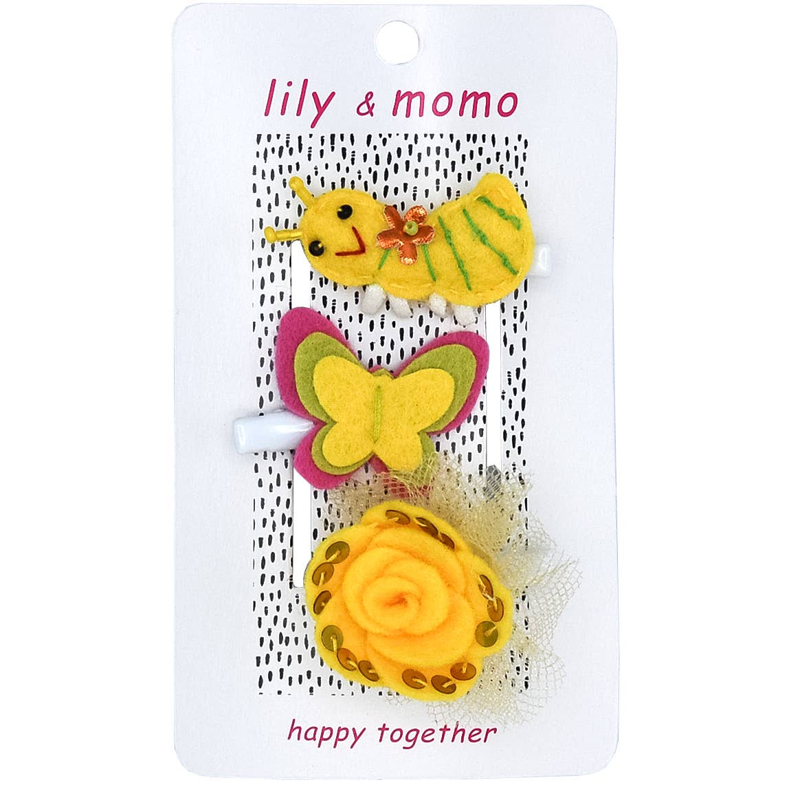 Ant Friends Kids Hair Clips- Spring Yellow and Pink