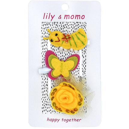 Ant Friends Kids Hair Clips- Spring Yellow and Pink