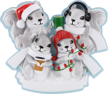 Grey Squirrel Family Personalized Ornament