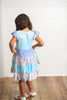Kids Blue & Purple Polka Dot Floral Tiered Easter Dress