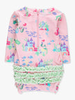 Baby Girls Atlantis Mermaids Long Sleeve One Piece Rash Guard Swimsuit