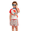 Boys Short Sleeve Rashguard Set | Orange Lobster