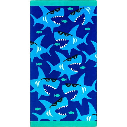 Sunglass Sharks Velour Beach Towel