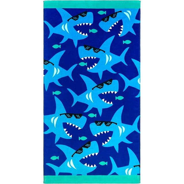 Sunglass Sharks Velour Beach Towel