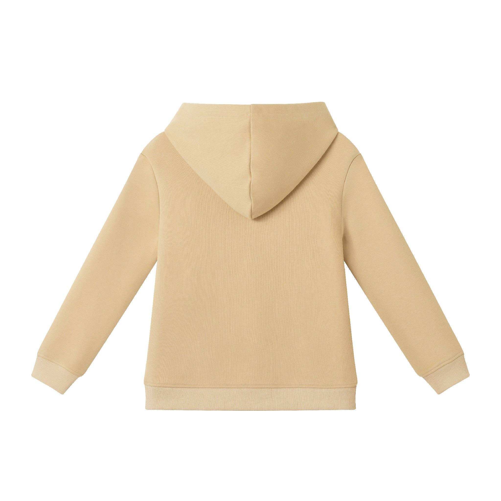 Kids Hooded Patch Sweatshirt & Pant Set | Beige Bulldog