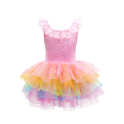 Unicorn Dreamer Multi-layered Rainbow Party Dress: 5-6T
