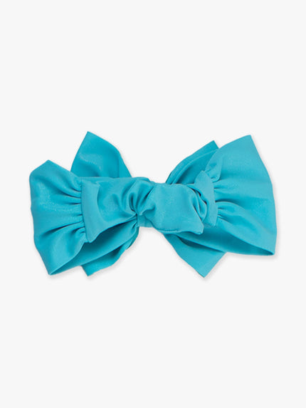 Girls Bright Aqua Shimmer Swim + Active Bow Headband