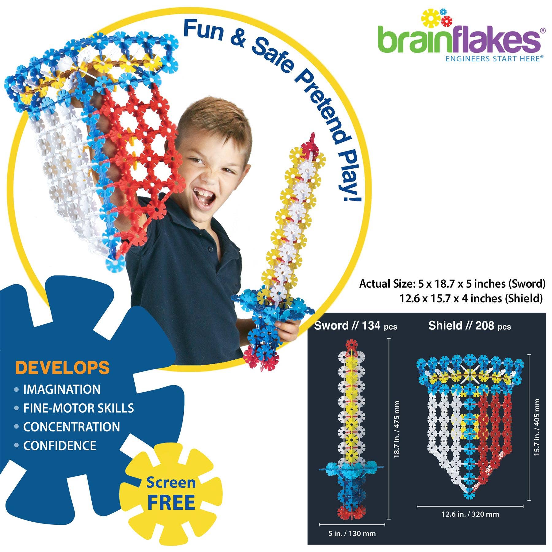 Brain Flakes Sword & Shield Building Set with Detailed Step by Step Instructions Booklet