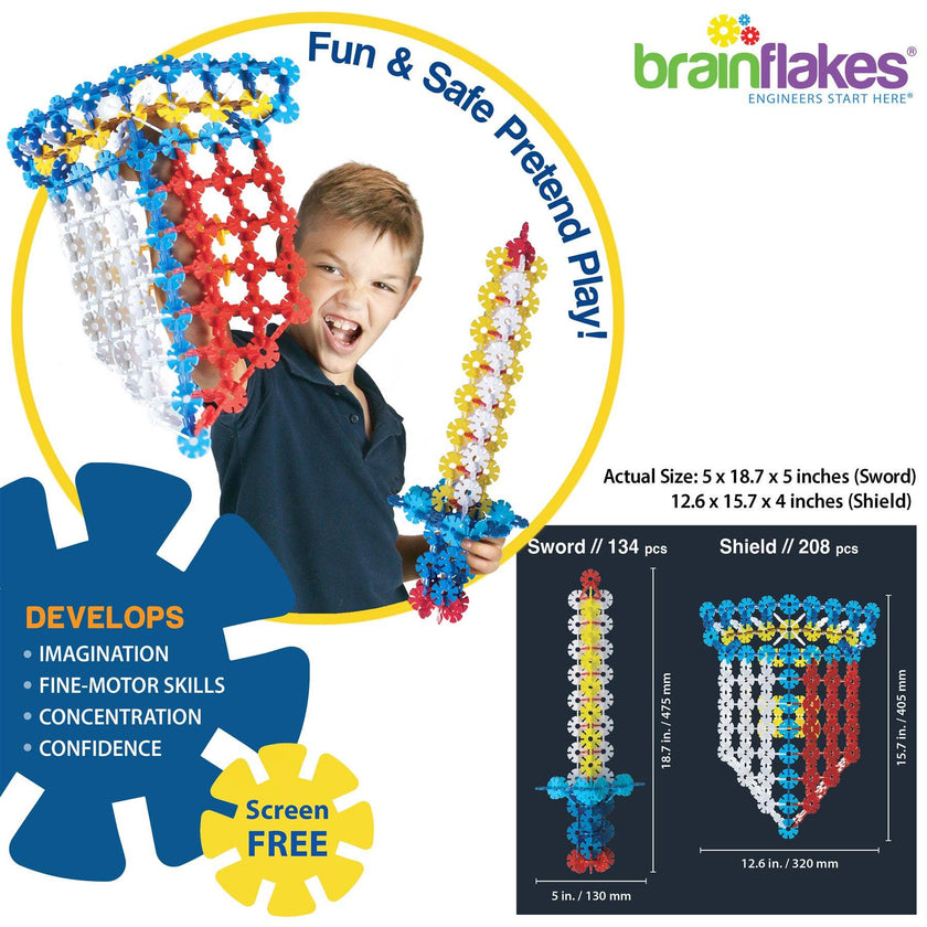 Brain Flakes Sword & Shield Building Set with Detailed Step by Step Instructions Booklet