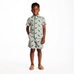 Boys Short Sleeve Cabana Set | Green Stripe Dino