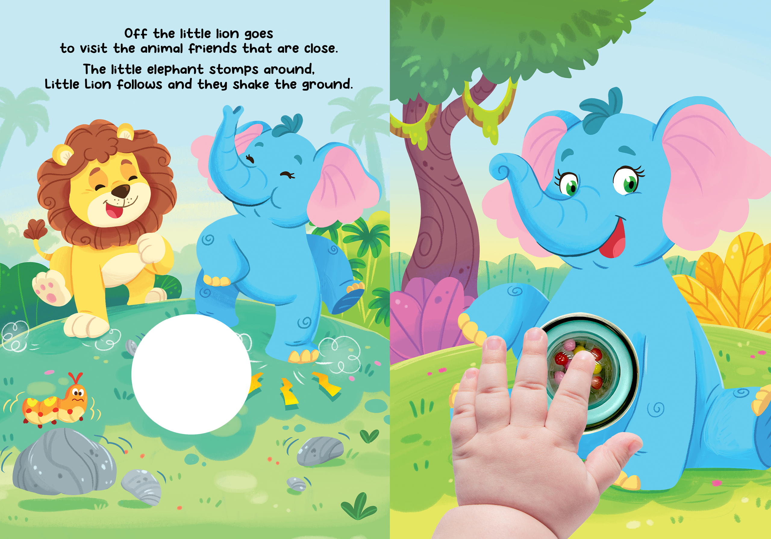 Jungle Journey - Children's Rattle and Read Interactive Sensory Board Book with Spinning Rattle